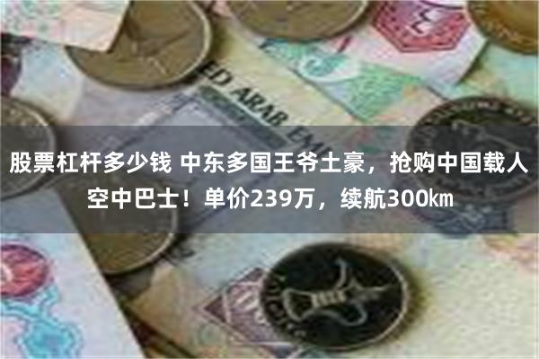 股票杠杆多少钱 中东多国王爷土豪，抢购中国载人空中巴士！单价239万，续航300㎞